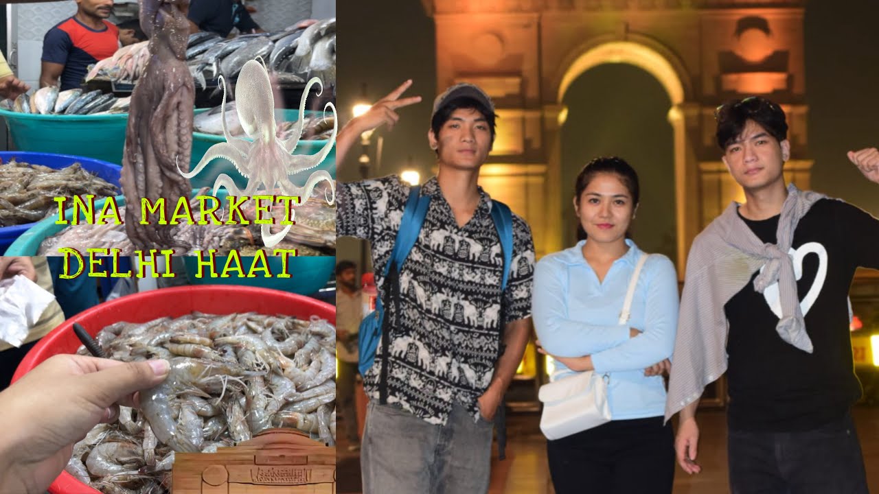 Hunting for Seafood at( DELHI HAAT)// India Gate a kaga kihuilha uve😀 Lal um Val e Tuni vang🥲
