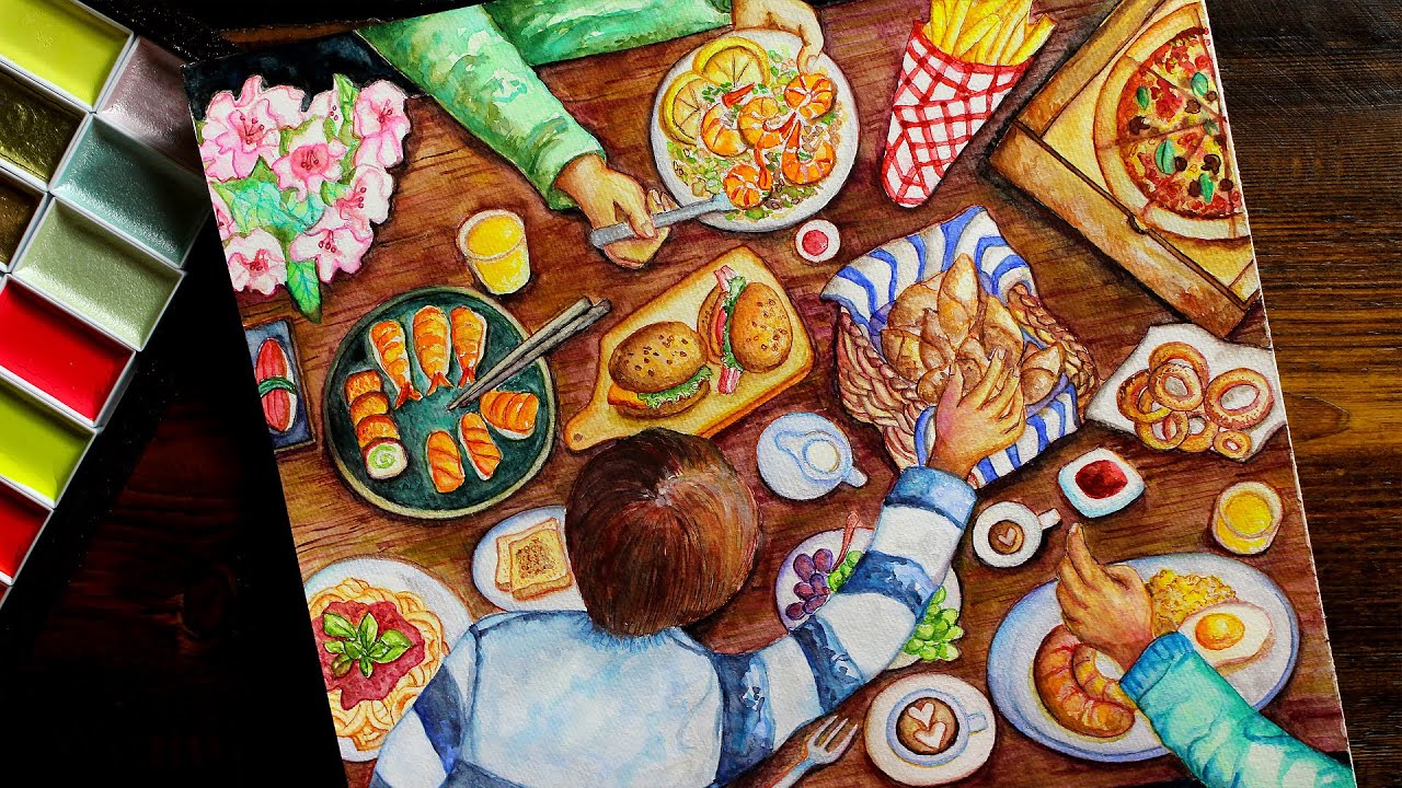 PICTURE BOOK ILLUSTRATION MAKING - Bird's Eye View Watercolor Painting, Children's Book Illustration