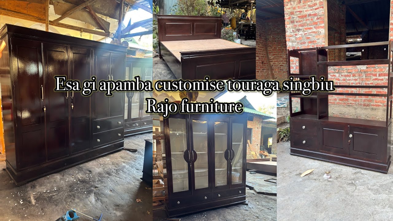 Wooden furniture set with dark marron metallic || rajo furniture || uningthou wood || full details