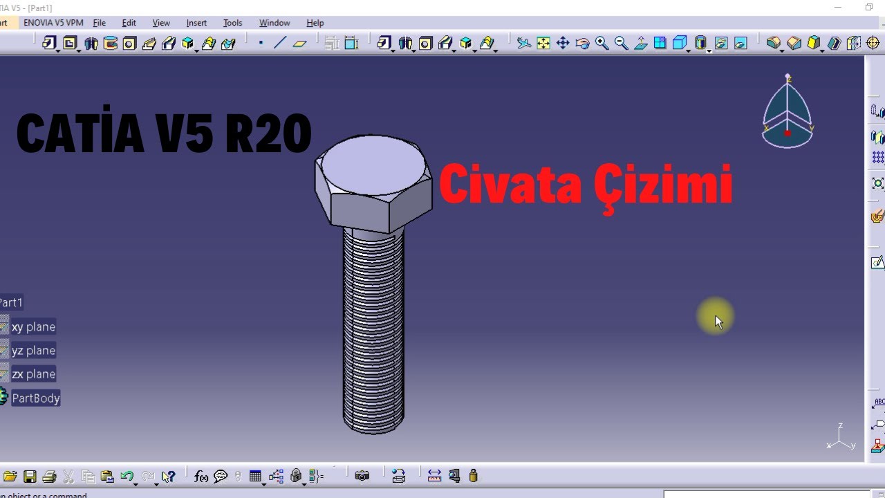 Catia v5 r20  Civata çizimi  #catia v5 r20