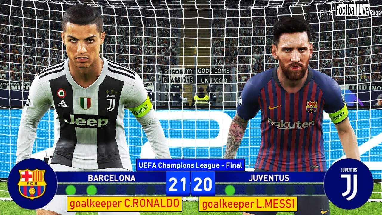 PES 2019 | goalkeeper L.MESSI vs goalkeeper C.RONALDO | Penalty Shootout | UCL final | FCB vs JUVE