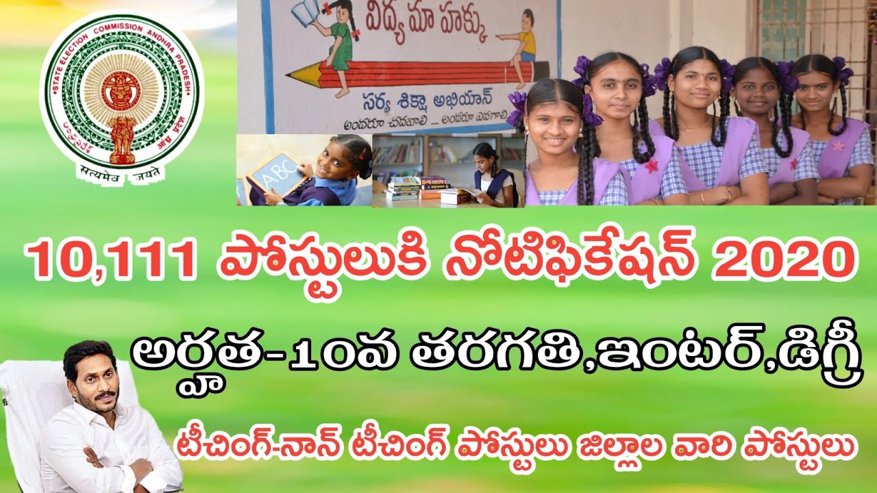 AP SSA jobs Notification 2020 || Ap Latest govt jobs Notification 2020 || 10th
