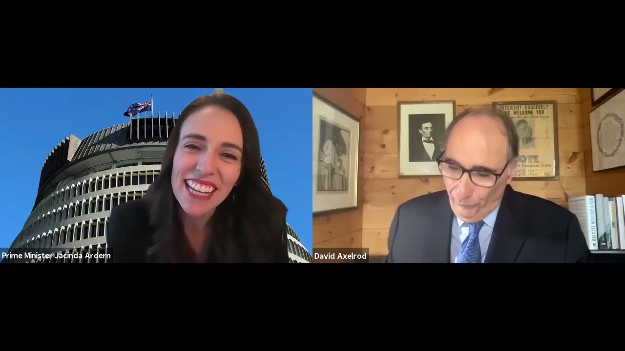 Prime Minister Jacinda Ardern of New Zealand with David Axelrod