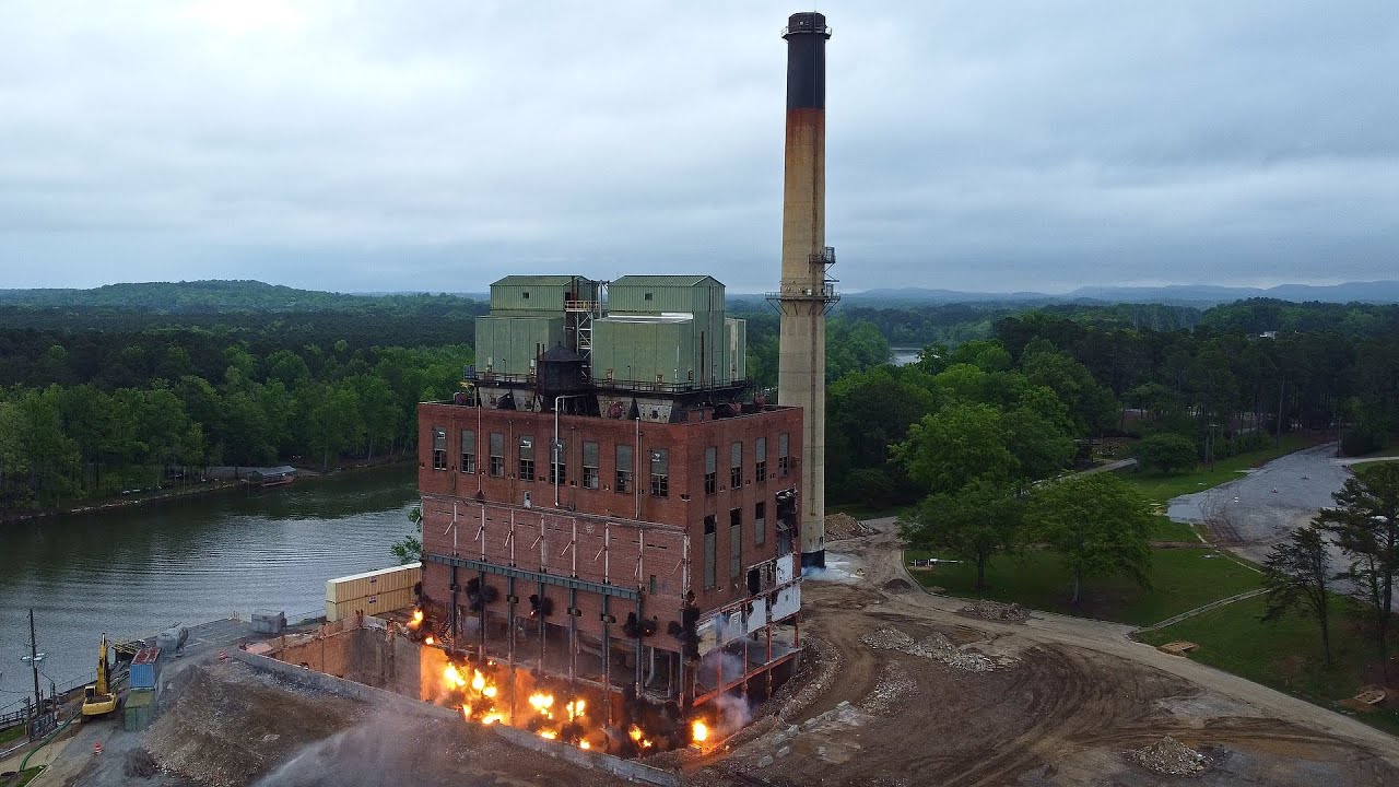 EXPLOSIVES DEMOLITION | Gadsden Steam Plant Boiler House and Chimney