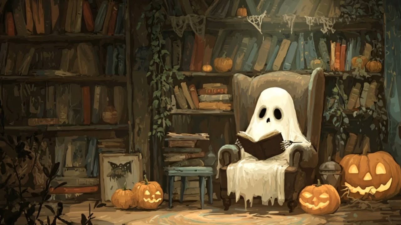 Ghost Library 👻 Halloween Lofi ~ Cozy Beats for Reading, Study & Midnight Calm 🎃