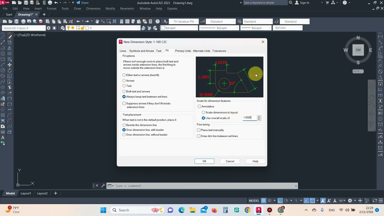 การตั้งค่า Dimension Style AutoCAD ให้ได้ Scale
