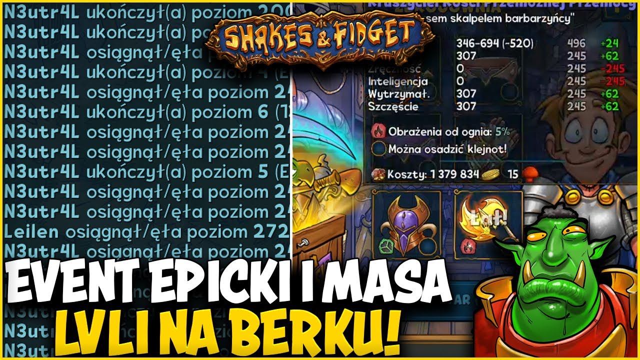 ⭐ OGROMNY PROGRES NA BERSERKU NA EU20 Z EPICKIM EVENTEM I BERYLEM ⭐ SHAKES & FIDGET ⭐ N3UTR4L ⭐
