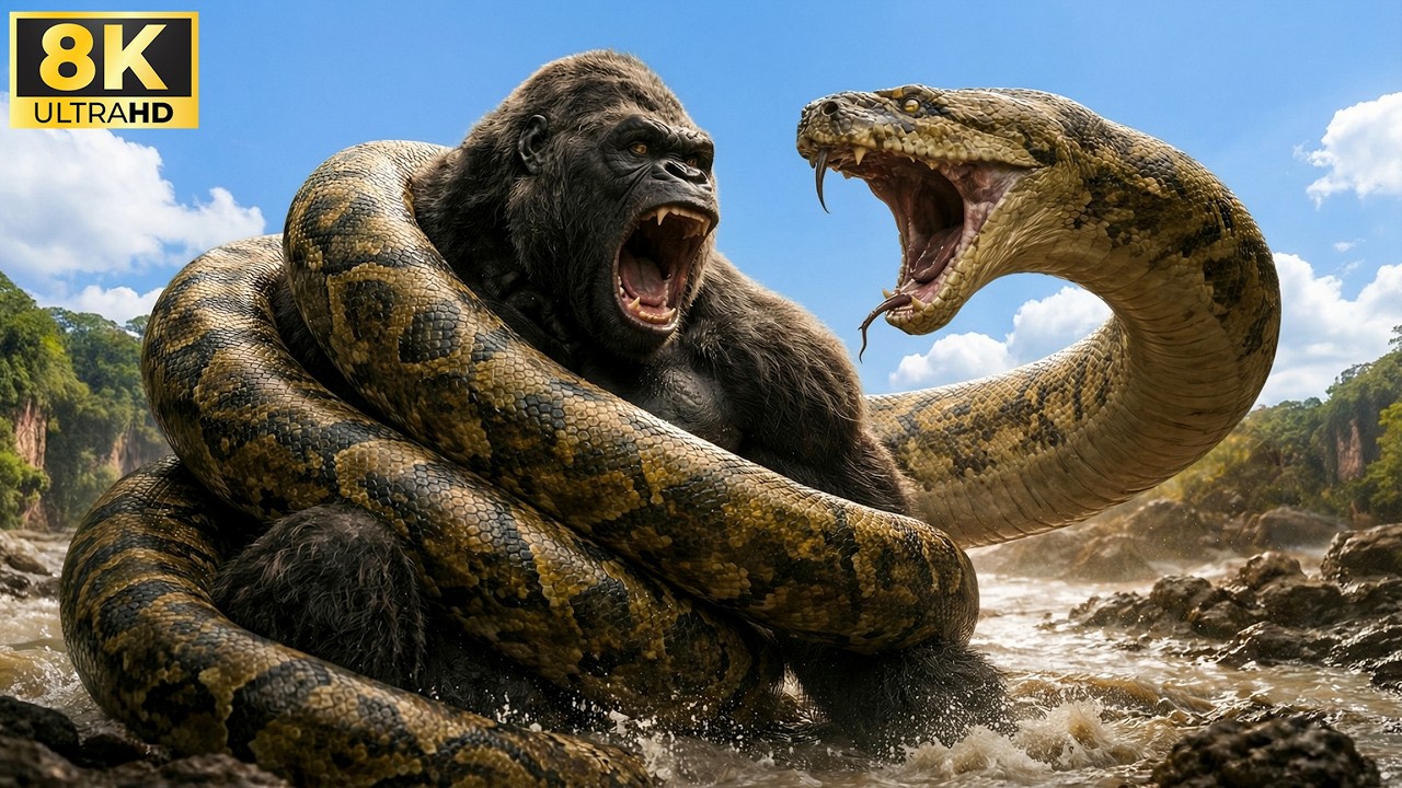 King Kong vs Giant Python: The Great Battle Beneath the Waterfall on Skull Island | Full Movie