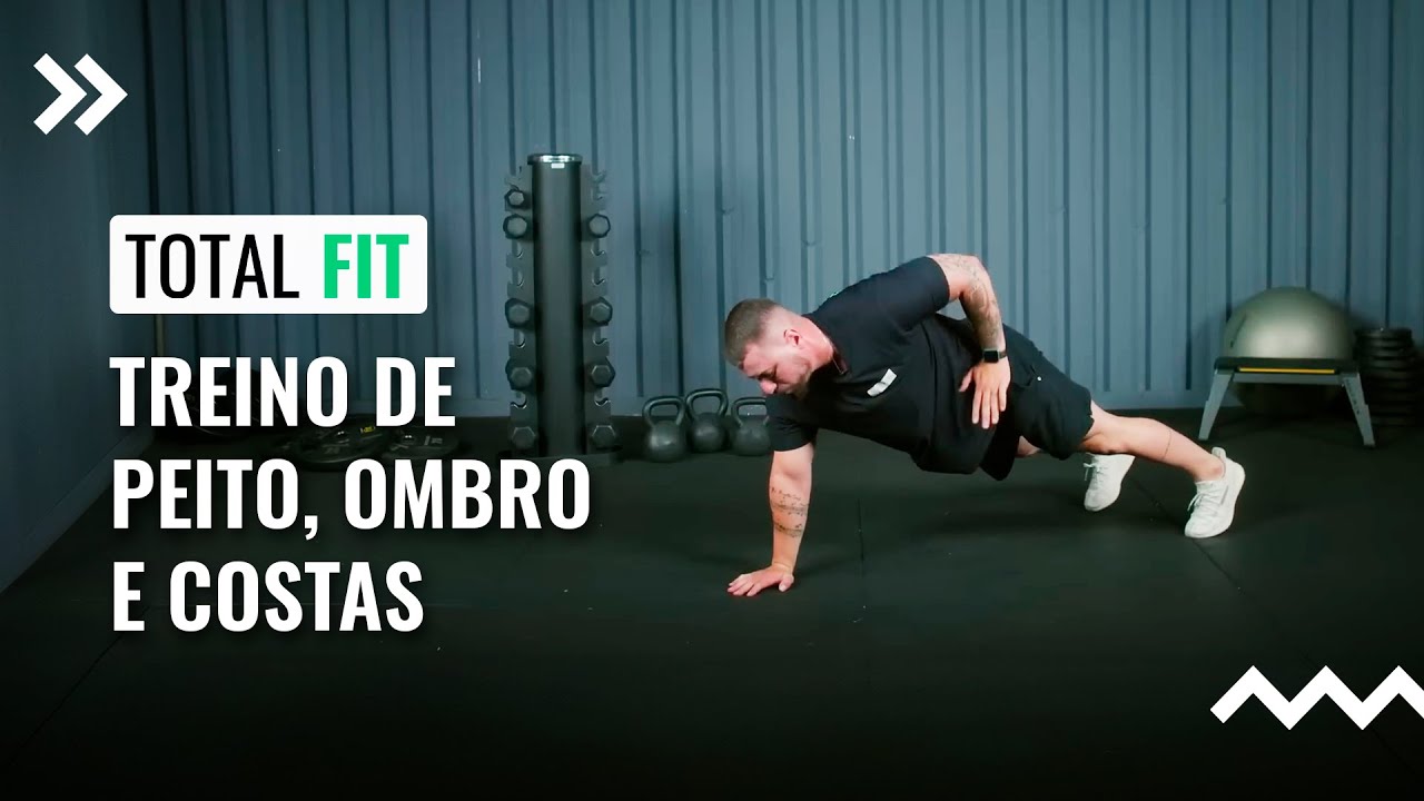 Treino de peito, ombro e costas com o peso do próprio corpo