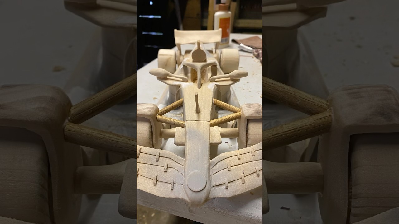 Carving an F1 Car! Detailed woodcarving #woodcarving #carving #handmade #f1 #mercedes #wood #car