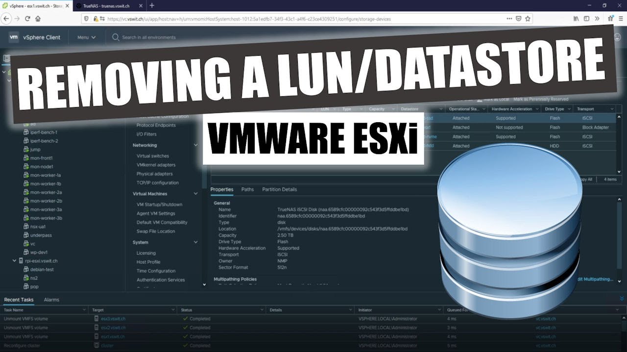 Правильное удаление LUN/хранилища данных в VMware vSphere