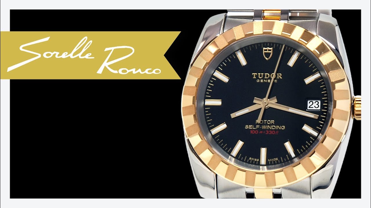 TUDOR Classic 38 mm Date Automatic Nero Indici Acciaio/Oro con Bracciale bicolore