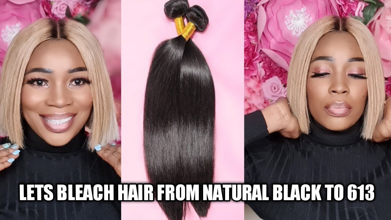 HOW TO BLEACH VIRGIN BUNDLES FROM NATURAL BLACK TO 613(WELLA TONER T11 & T18)