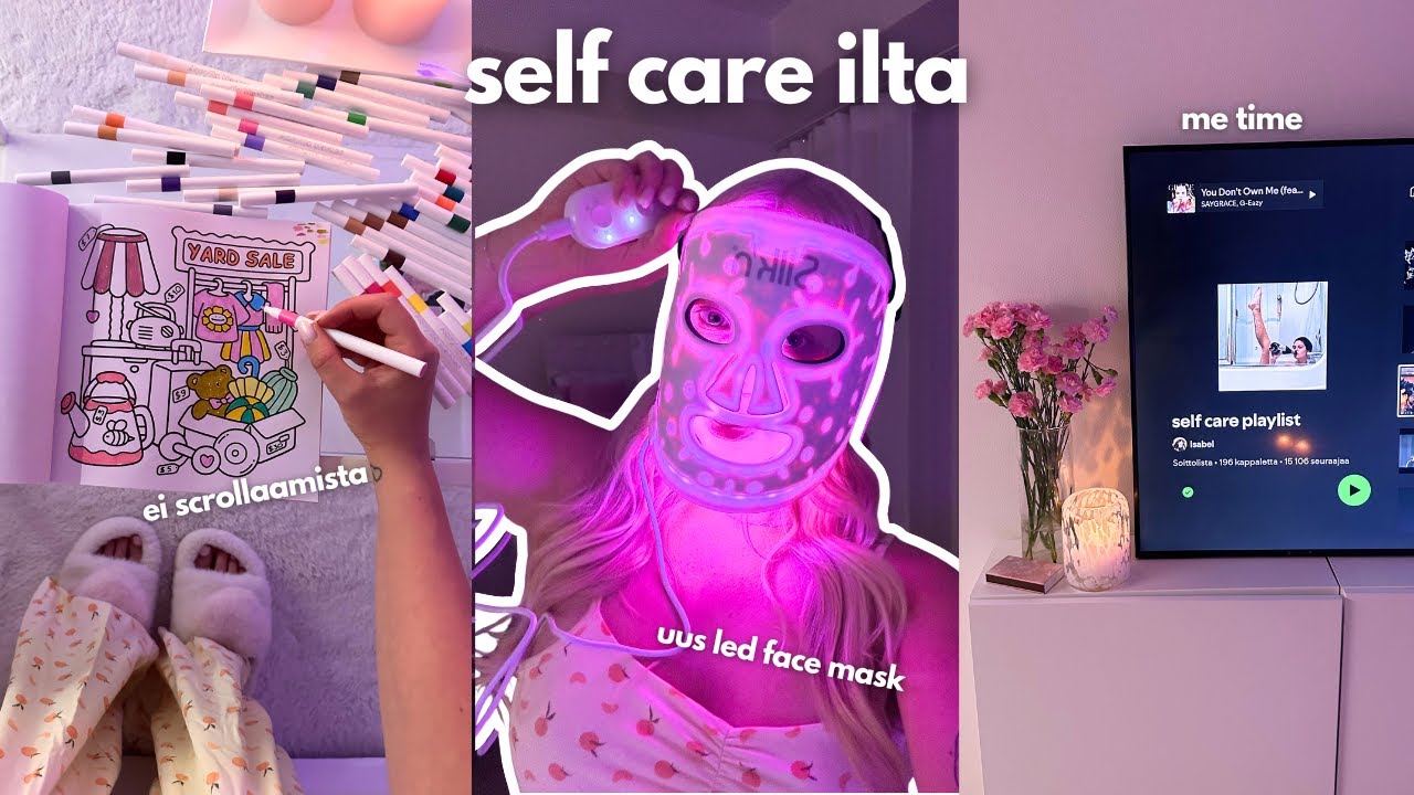 SELF CARE ILTA🧖🏼‍♀️🤍🫧led face mask, ei scrollaamista, best iltapalaa🥞