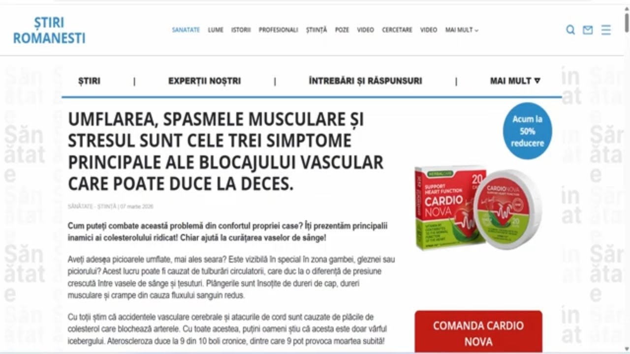 Cardio Nova (Romania) - eliminarea depozitelor de colesterol din vasele