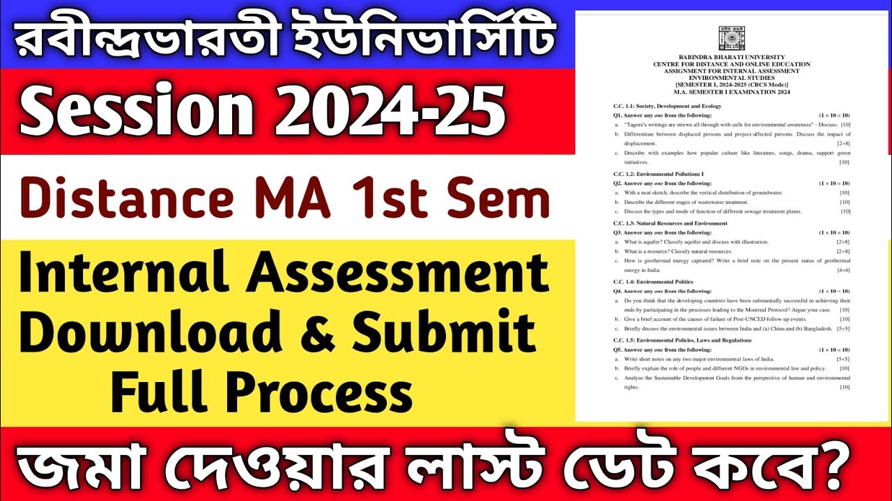 RBU Distance MA 1st semester 2024-25 internal Assessment Questions paper download & submit process