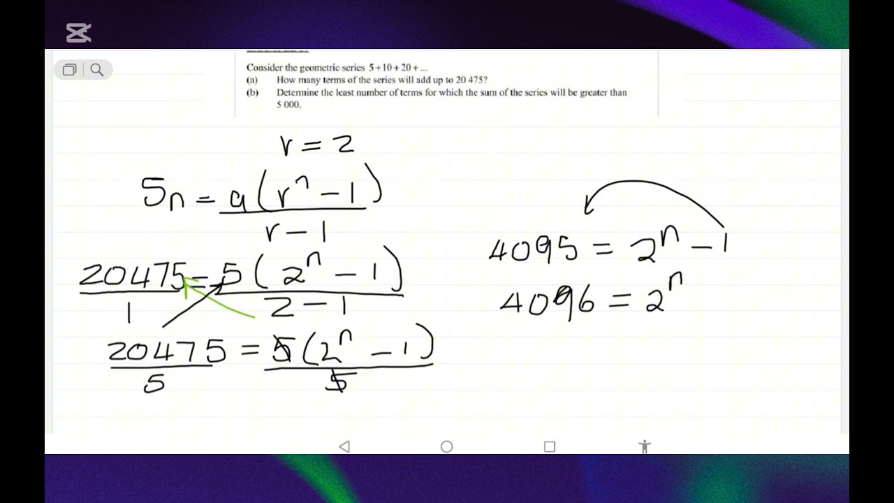 Finding the number of terms when given a sum in Geometric sequence 
