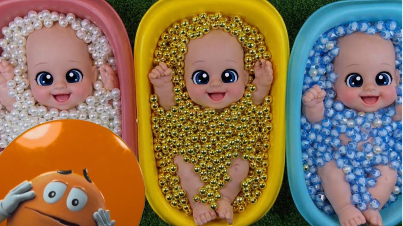 3 Minutes Satisfying Full of 3 Rainbow Bathtubs with Pearls & Toys  | Magic Slime Cutting Video