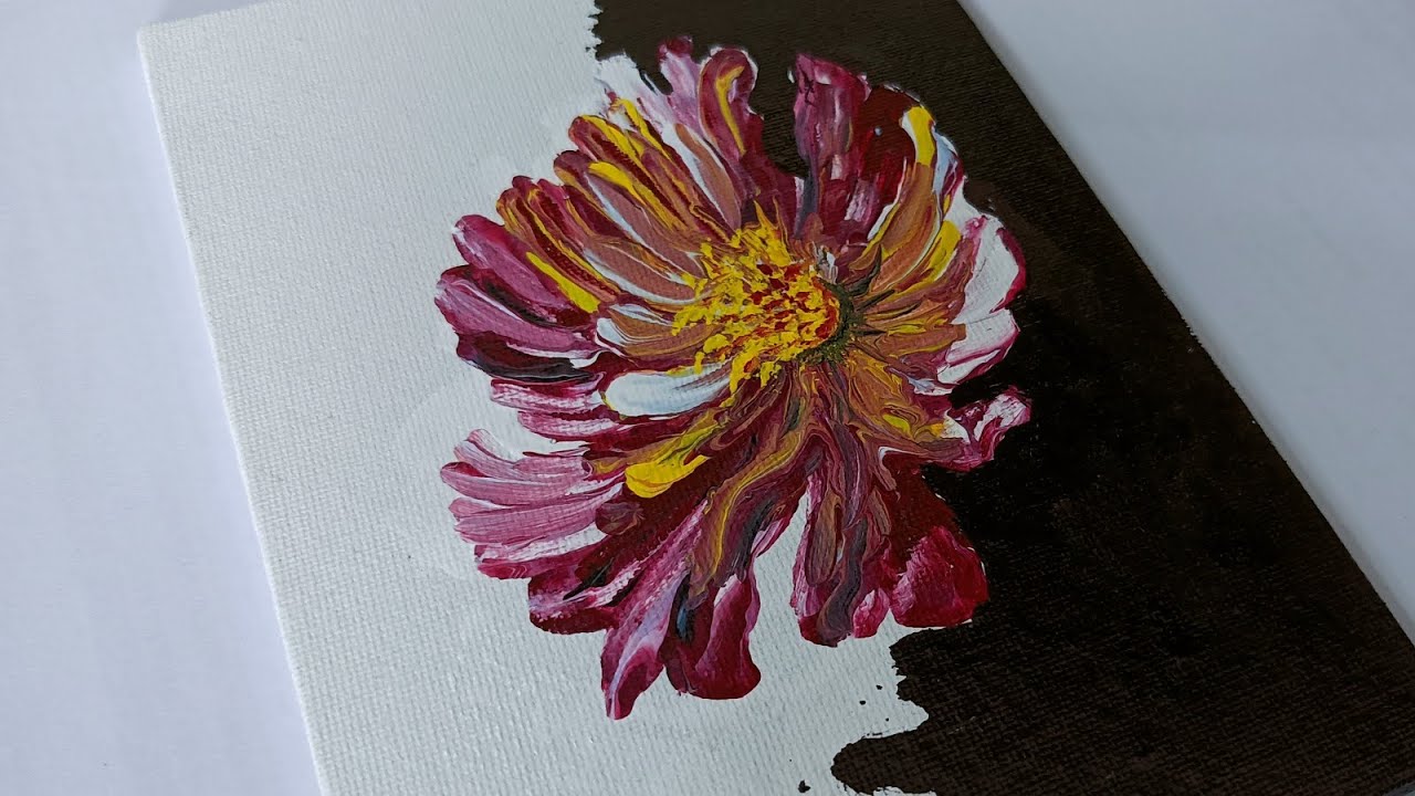 Acrylic painting 🎨🖌️ ll flower painting on canvas 