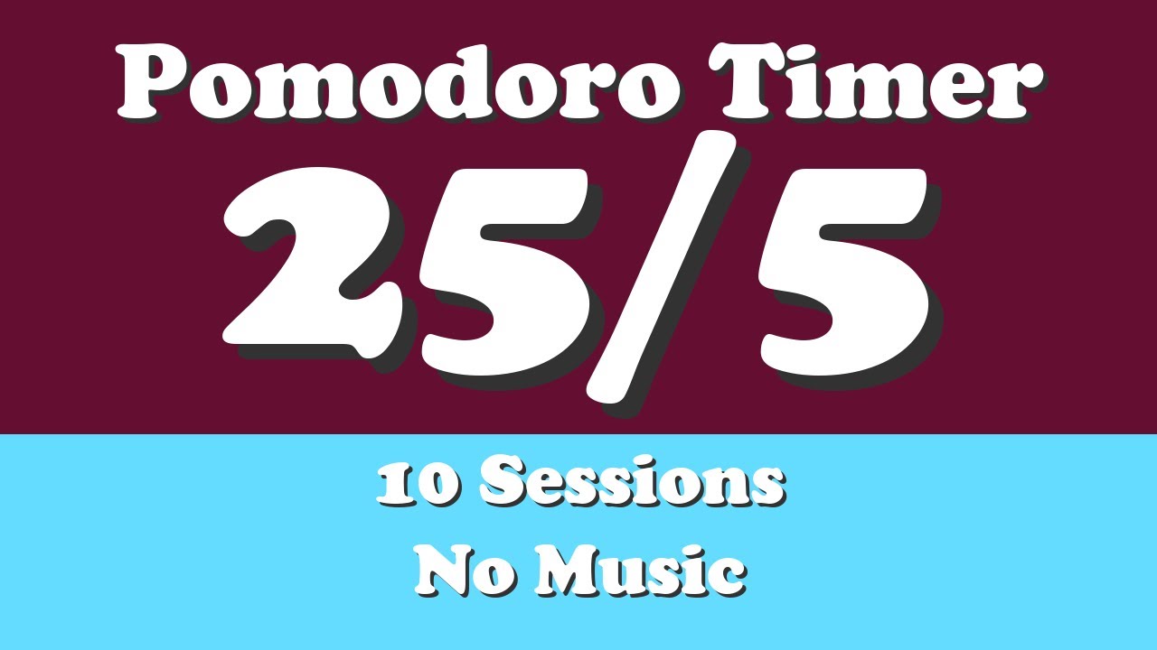 Pomodoro Timer 25/5 | No Music | Bell Ring | Wine & Sky