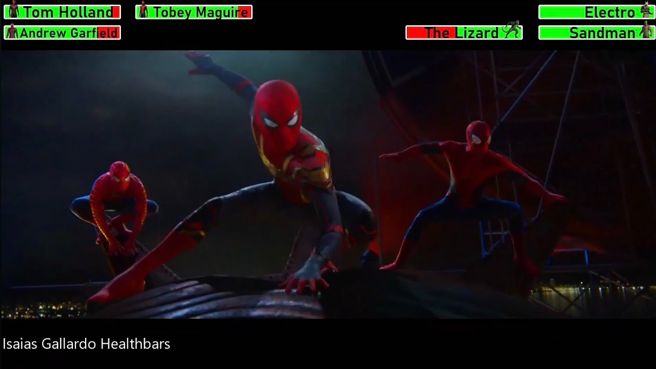 Spider-Man: No Way Home (2021) Final Battle with healthbars