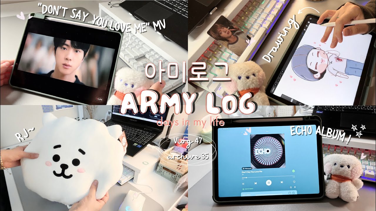 아미로그 | Armylog ~ archive for 태태 💌 ECHO Album | Don’t Say You Love Me MV 💜 Seokjinie drawing ✍️ RJ~
