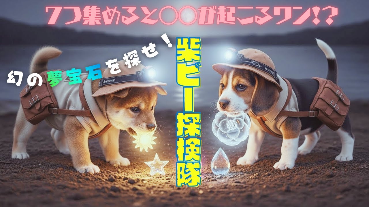 👉ここを押すと本編がすぐ見られるよ🐶🐾柴ビー探検隊🔍幻の夢宝石を探せ！Shiba & Beagle’s Dream Gem Quest 🐕🐾✨#ビーグル #柴犬 #puppy #ai