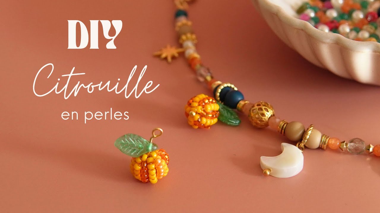DIY Breloque Citrouille en perles de rocailles pour faire un bracelet en perles
