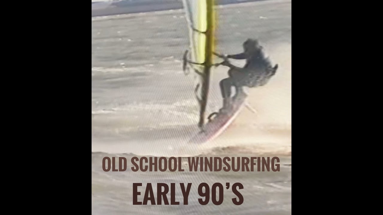Old school windsurfing early 90's F2 Axis 255 and Ezzy sails.
