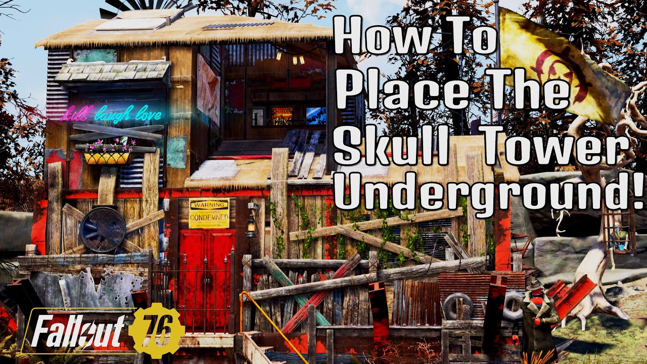 How To Place The Skull Tower Underground. Tip and tricks. Fallout 76 Camp tutorial. 