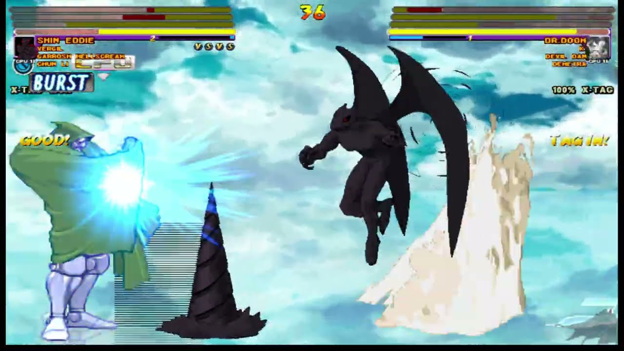 [4K] MUGEN: ETB – Vergil, Garrosh Hellscream, Chun Li, Shin Eddie vs Dr. Doom, K, Devil Dan, Demetra