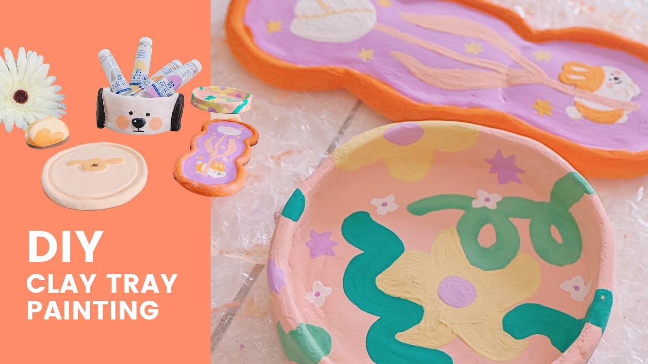 Vlog DIY — painting — Clay tray เพ้นดินปั้นทำพร้อบน่ารักๆ | FAHFAHS