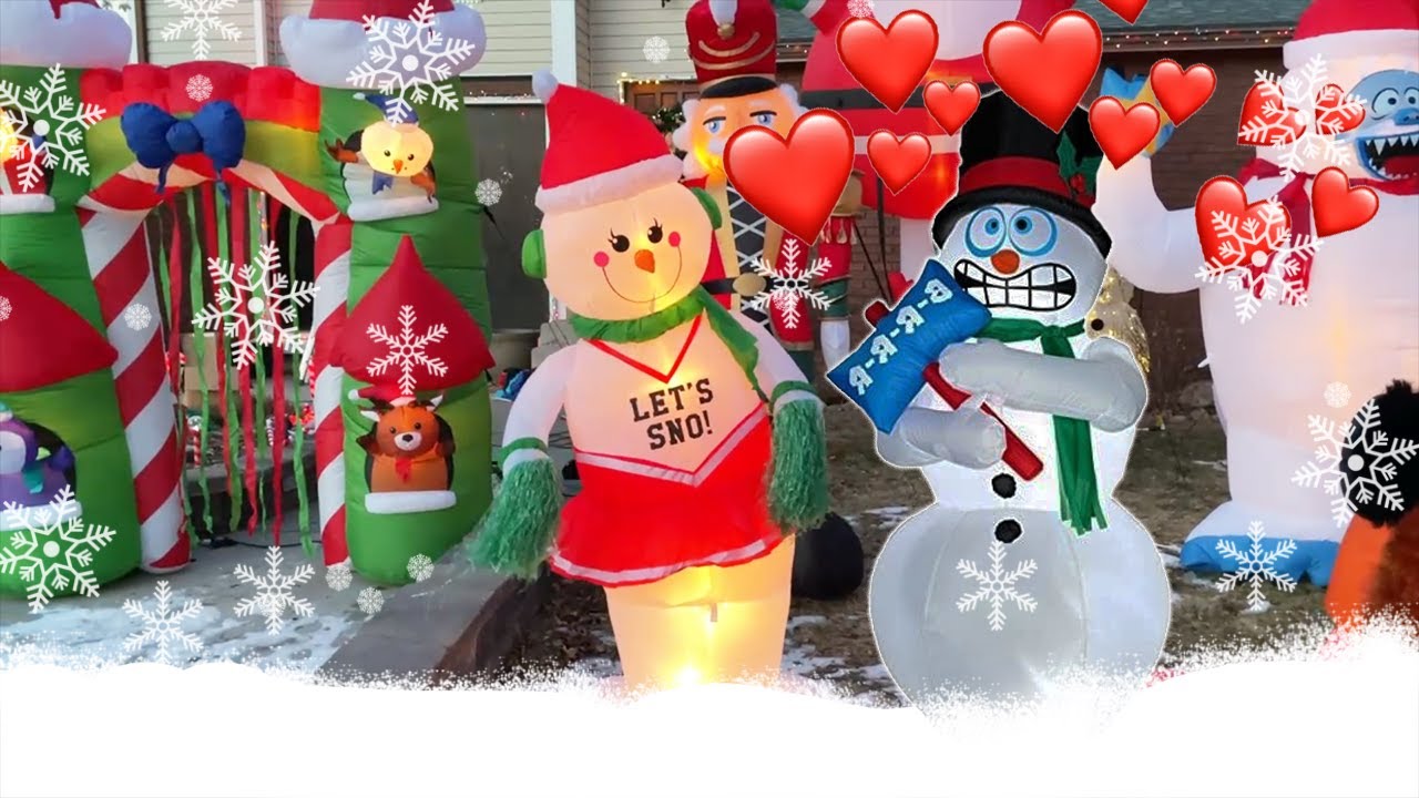 Unboxing New Dancing Cheerleader Snowman Girl! Cute New Animated Christmas Holidays Inflatable!