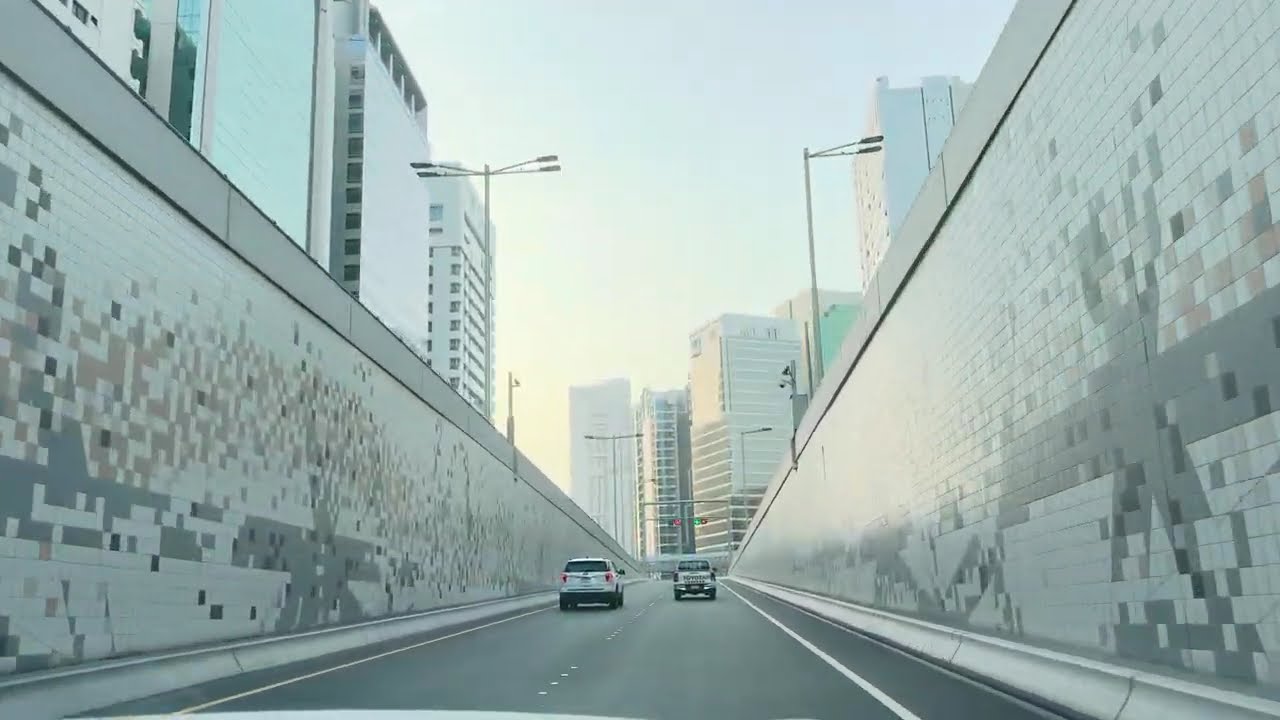 Driving in Sheikh Zayed Street Tunnel Abu Dhabi