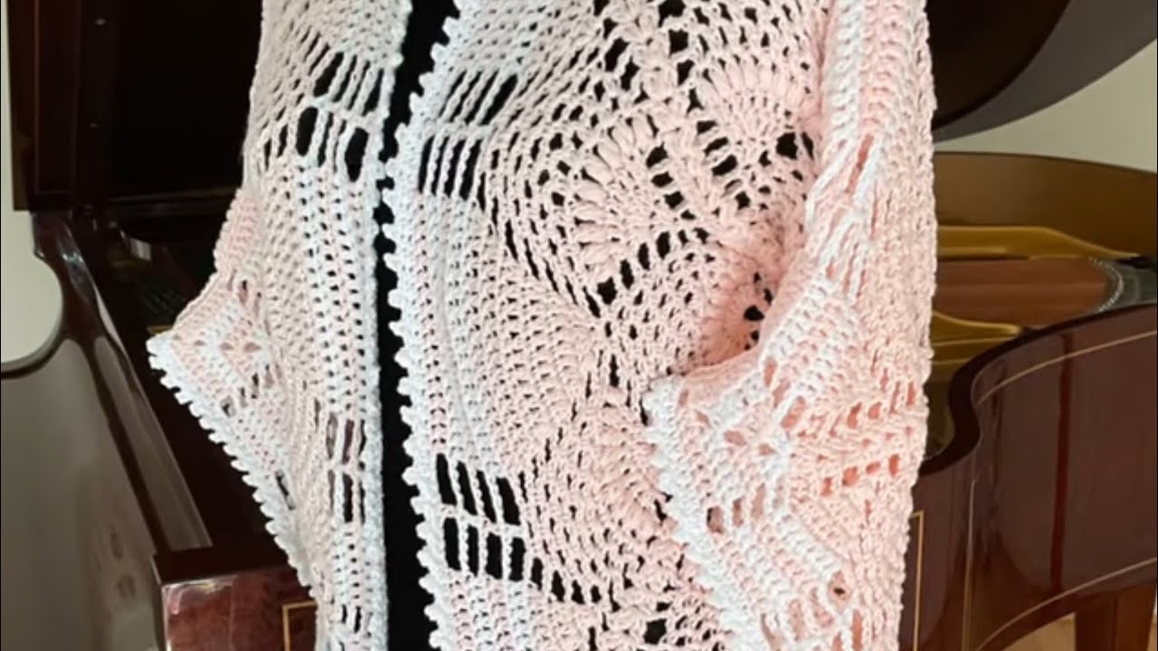 Crochet Short Sleeve Hexagon Jacket with Pinapple Motive (adjustable size)￼ part1 🌴