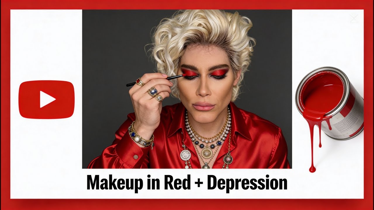 Doing makeup in red and talking about my depression