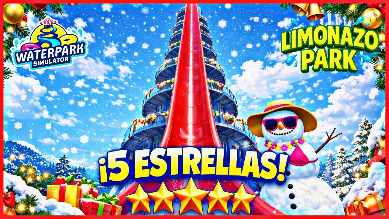 ¡5 ESTRELLAS EN LIMONAZO PARK! 🎄 Desbloqueé el TOBOGÁN GIGANTE | Waterpark Simulator