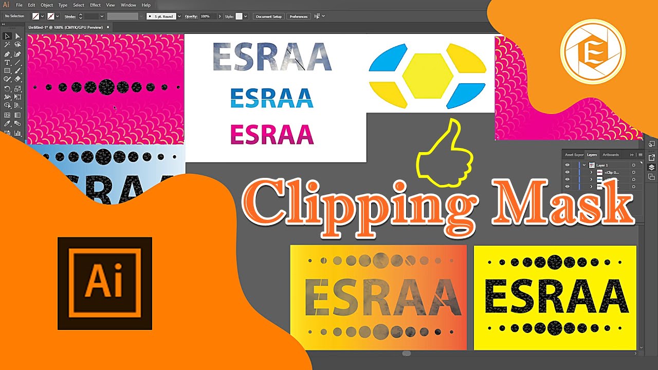 شرح مفصل للكليبنج ماسك في الاليستريتور 😎 make clipping mask in illustrator👍💯| اسراء هاشم