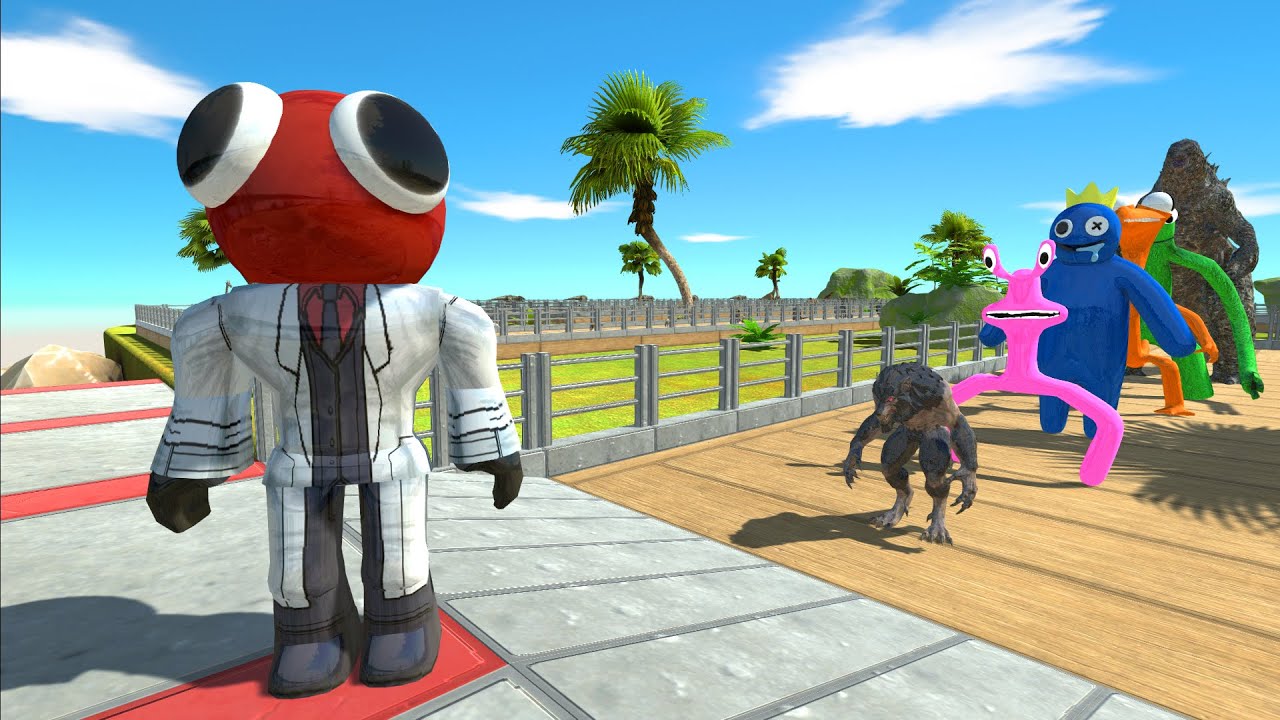 Rainbow Friend Red Oasis Death Run - Animal Revolt Battle Simulator