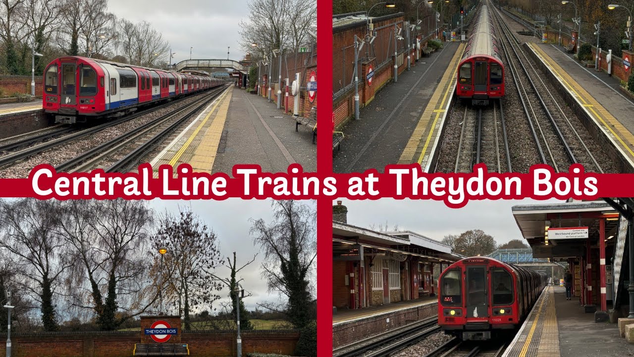 (4K) London Underground Central Line Trains at Theydon Bois