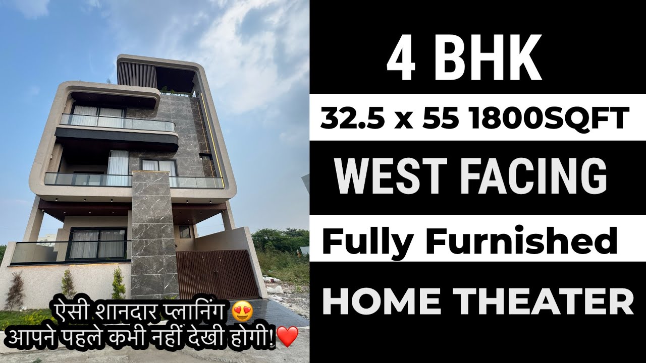 V224 | 32.5 x 55 sqft house plan | 4 BHK fully furnished villa for sale in indore 