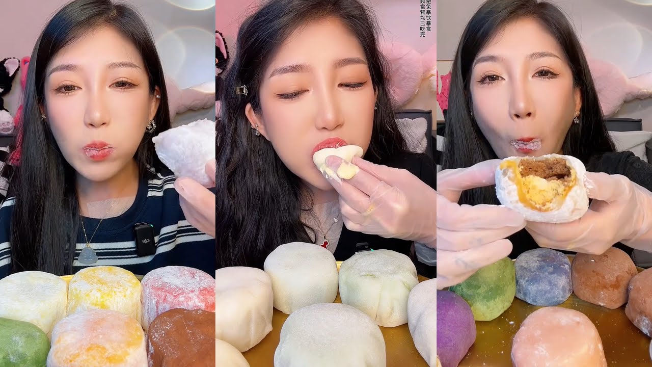 ASMR MUKBANG - MUKBANG SOUND - COLORING MOCHI CAKE