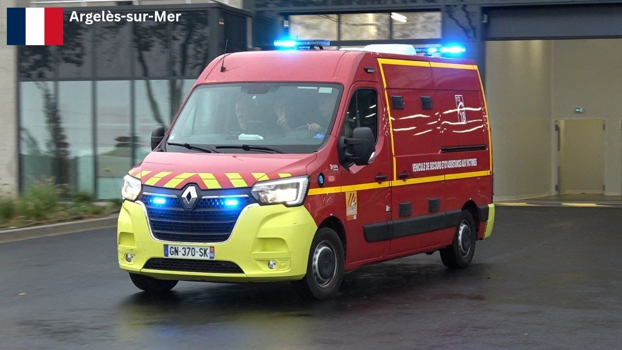 (Neue Feuerwache) 3x VSAV Argelès-sur-Mer auf Einsatzfahrt