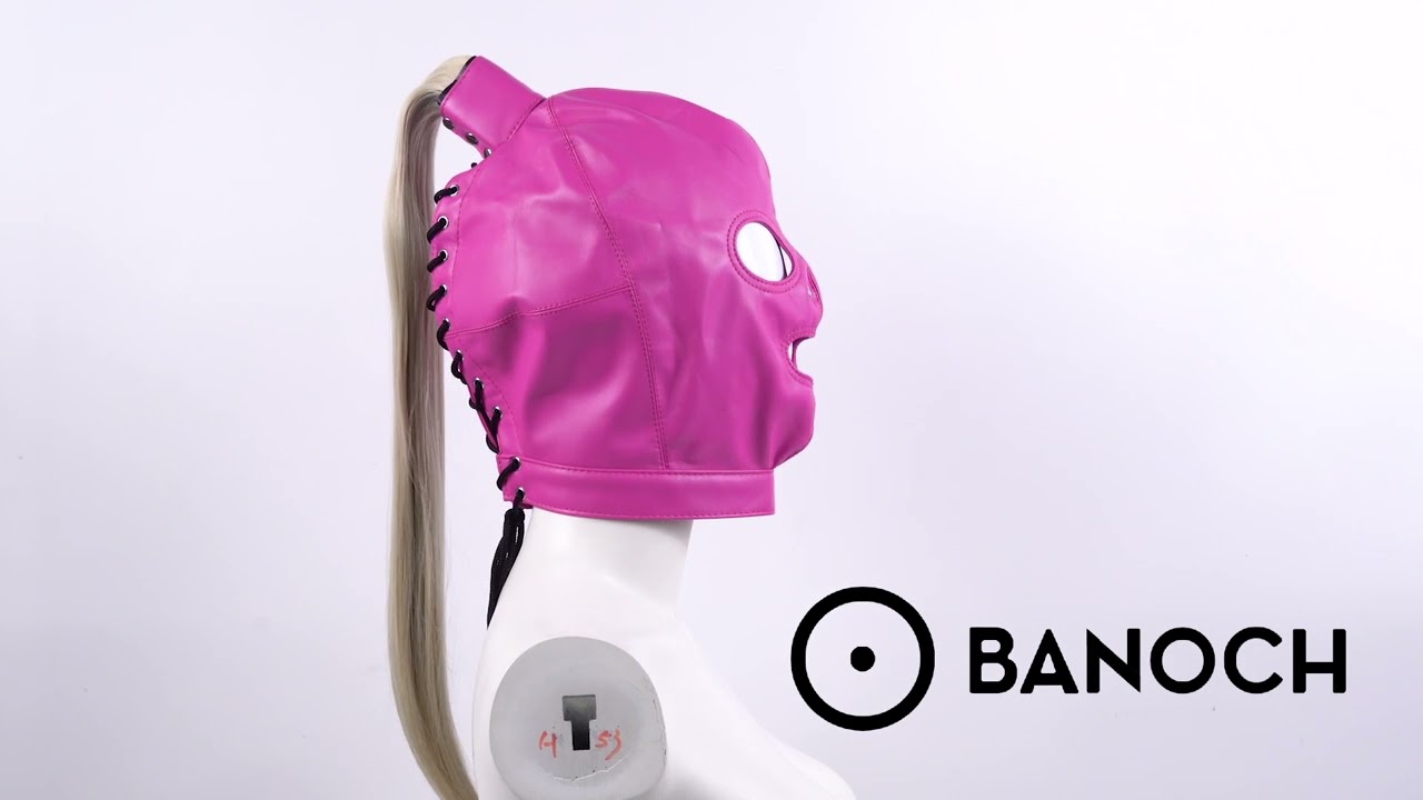Banoch | Masker Pony Tail | roze imitatie leer | Bondage