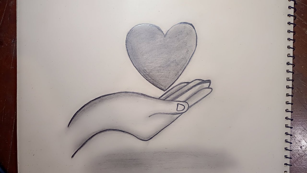 Pencil drawing of hand with heart || easy drawing ideas for beginners || step by step drawing 