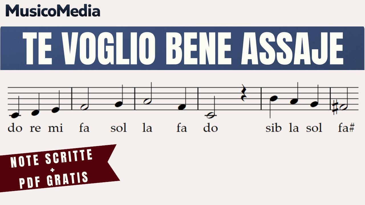 TE VOGLIO BENE ASSAJE Tradizionale napoletano - Spartito facile per flauto dolce - Violino - Flauto