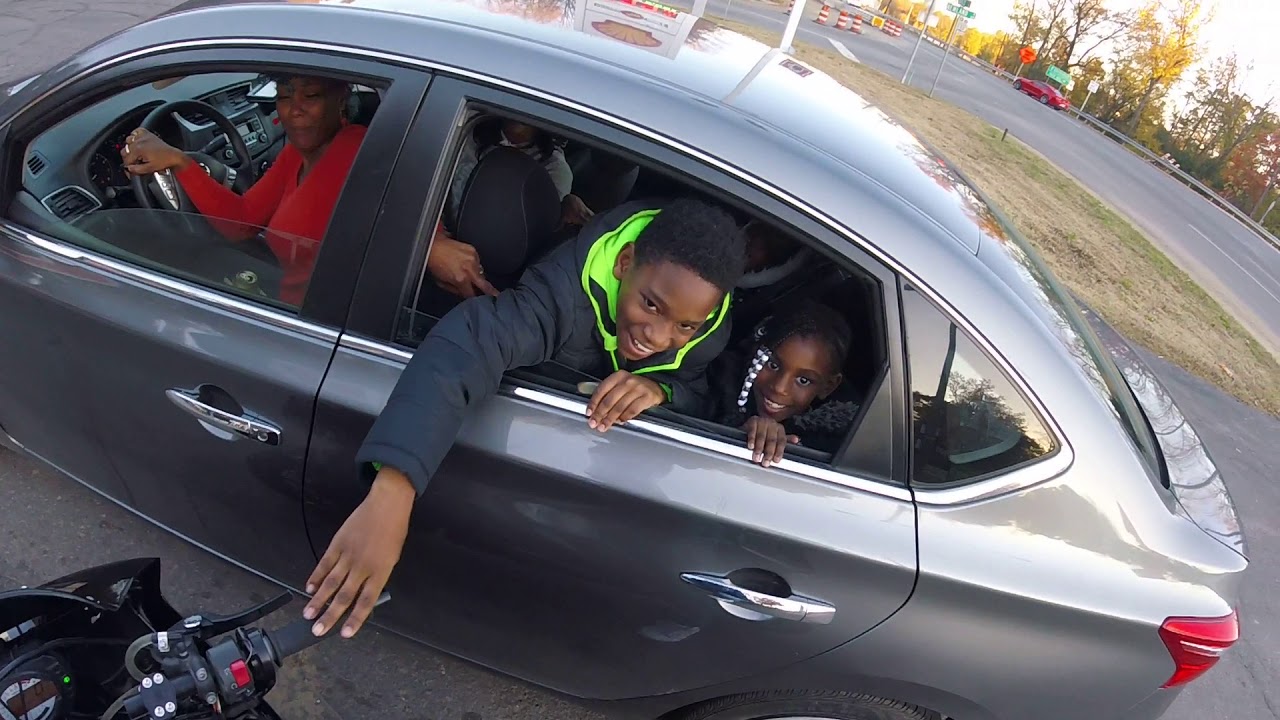 How to make a family's day in 30 seconds. Kids hitting rev limiter on a motorcycle
