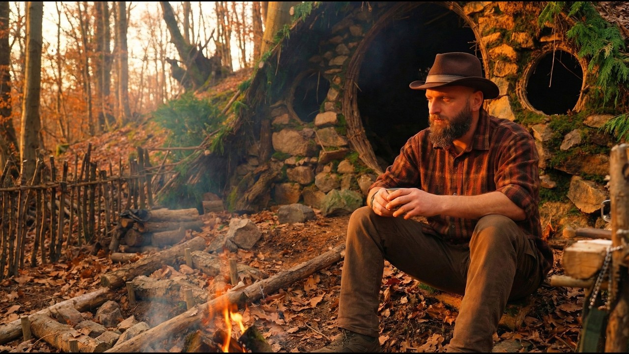 Секретный дом хоббита в лесу | Сделал сад и пожарил мясо 🔥🍖