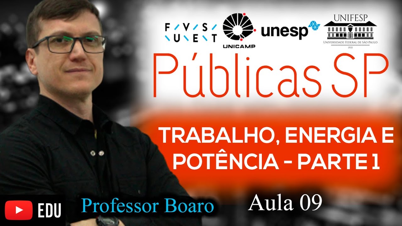 TRABALHO, ENERGIAS e POTÊNCIA - Parte 1 - FUVEST UNESP UNICAMP - EXERCÍCIOS RESOLVIDOS - AULA 9