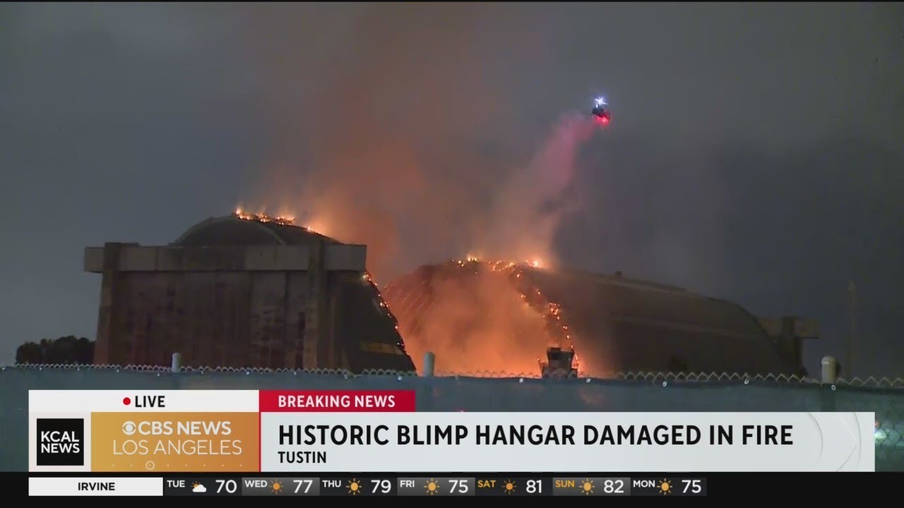 Massive fire at historic WWII blimp hangar in Tustin